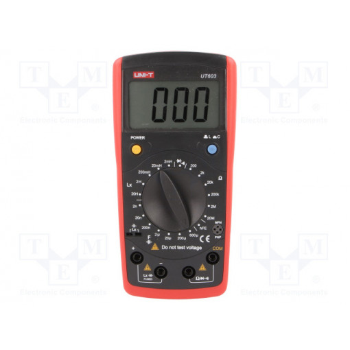 UT603; LCR meter; LCD (1999); 20/200/2k/20k/200k/2M/20MΩ; 172x83x38mm; UNI-T