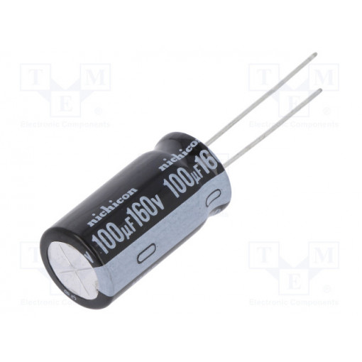 UVR2C101MHD1TO; Capacitor: electrolytic; THT; 100uF; 160VDC; Ø12.5x25mm; Pitch: 5mm; NICHICON