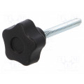 VCT.25 P-M5X40-C9; Knob; Ø: 25mm; Ext.thread: M5; 40mm; H: 19mm; technopolymer (PA); ELESA+GANTER