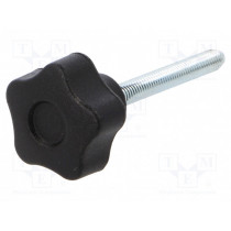 VCT.25 P-M5X40-C9; Knob; Ø: 25mm; Ext.thread: M5; 40mm; H: 19mm; technopolymer (PA); ELESA+GANTER