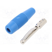 VON20BL; Plug; 4mm banana; 16A; 60VDC; blue; non-insulated; 3mΩ; 2.5AWG; HIRSCHMANN T&M VON20BL; Plug; 4mm banana; 16A; 60VDC; blue; non-insulated; 3mΩ; 2.5AWG; HIRSCHMANN T&M