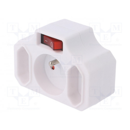 R-12WS-B BIAŁY; Connector: AC supply; splitter; 2P+PE; 230VAC; white; PLASTROL R-12WS-B BIAŁY; Connector: AC supply; splitter; 2P+PE; 230VAC; white; PLASTROL