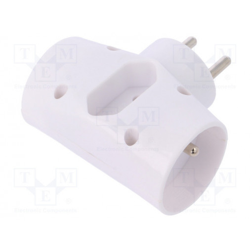R-21 BIAŁY; Connector: AC supply; splitter; 2P; 230VAC; 2.5A; Type: round,flat; PLASTROL R-21 BIAŁY; Connector: AC supply; splitter; 2P; 230VAC; 2.5A; Type: round,flat; PLASTROL