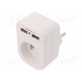 R-1USB BIAŁY; Connector: AC supply; splitter; 2P+PE; 250VAC; 10A; white; PLASTROL R-1USB BIAŁY; Connector: AC supply; splitter; 2P+PE; 250VAC; 10A; white; PLASTROL