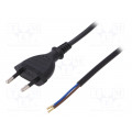 W-97146; Cable; CEE 7/16 (C) plug,wires; 2m; black; PVC; 2x0,75mm2; 2.5A; PLASTROL