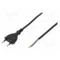 W-97148; Cable; CEE 7/16 (C) plug,wires; 3m; black; PVC; 2x0,75mm2; 2.5A; PLASTROL