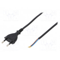 W-97148; Cable; CEE 7/16 (C) plug,wires; 3m; black; PVC; 2x0,75mm2; 2.5A; PLASTROL