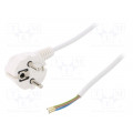 W-97151; Cable; SCHUKO plug,CEE 7/7 (E/F) plug angled,wires; 1m; white; PLASTROL