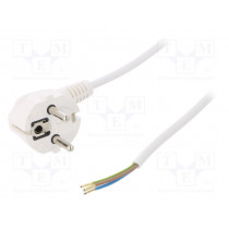 W-97151; Cable; SCHUKO plug,CEE 7/7 (E/F) plug angled,wires; 1m; white; PLASTROL