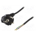 W-97154; Cable; SCHUKO plug,CEE 7/7 (E/F) plug angled,wires; 1.5m; black; PLASTROL