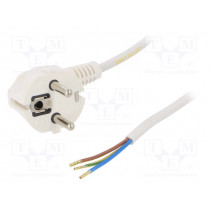W-97155; Cable; SCHUKO plug,CEE 7/7 (E/F) plug angled,wires; 2m; white; PLASTROL