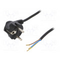 W-97156; Cable; SCHUKO plug,CEE 7/7 (E/F) plug angled,wires; 2m; black; PLASTROL