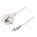 W-97157; Cable; SCHUKO plug,CEE 7/7 (E/F) plug angled,wires; 3m; white; PLASTROL