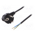 W-97158; Cable; SCHUKO plug,CEE 7/7 (E/F) plug angled,wires; 3m; black; PLASTROL