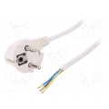 W-97159; Cable; SCHUKO plug,CEE 7/7 (E/F) plug angled,wires; 4m; white; PLASTROL