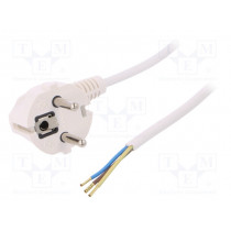 W-97159; Cable; SCHUKO plug,CEE 7/7 (E/F) plug angled,wires; 4m; white; PLASTROL