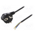 W-97160; Cable; SCHUKO plug,CEE 7/7 (E/F) plug angled,wires; 4m; black; PLASTROL