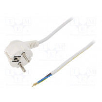 W-97161; Cable; SCHUKO plug,CEE 7/7 (E/F) plug angled,wires; 5m; white; PLASTROL