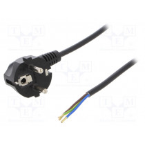 W-97162; Cable; SCHUKO plug,CEE 7/7 (E/F) plug angled,wires; 5m; black; PLASTROL