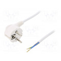 W-97163; Cable; SCHUKO plug,CEE 7/7 (E/F) plug angled,wires; 1m; white; PLASTROL