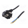 W-97164; Cable; SCHUKO plug,CEE 7/7 (E/F) plug angled,wires; 1m; black; PLASTROL