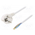 W-97165; Cable; SCHUKO plug,CEE 7/7 (E/F) plug angled,wires; 1.5m; white; PLASTROL