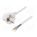 W-97167; Cable; SCHUKO plug,CEE 7/7 (E/F) plug angled,wires; 2m; white; PLASTROL