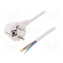 W-97167; Cable; SCHUKO plug,CEE 7/7 (E/F) plug angled,wires; 2m; white; PLASTROL