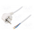 W-97169; Cable; SCHUKO plug,CEE 7/7 (E/F) plug angled,wires; 3m; white; PLASTROL
