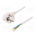W-97171; Cable; SCHUKO plug,CEE 7/7 (E/F) plug angled,wires; 4m; white; PLASTROL
