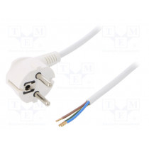 W-97173; Cable; SCHUKO plug,CEE 7/7 (E/F) plug angled,wires; 5m; white; PLASTROL