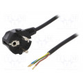 W-97174; Cable; SCHUKO plug,CEE 7/7 (E/F) plug angled,wires; 5m; black; PLASTROL