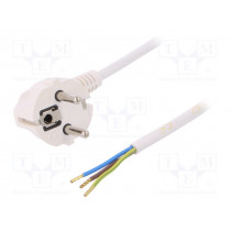 W-97175; Cable; SCHUKO plug,CEE 7/7 (E/F) plug angled,wires; 1m; white; PLASTROL