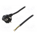 W-97176; Cable; SCHUKO plug,CEE 7/7 (E/F) plug angled,wires; 1m; black; PLASTROL