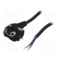 W-97178; Cable; SCHUKO plug,CEE 7/7 (E/F) plug angled,wires; 1.5m; black; PLASTROL