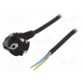 W-97180; Cable; SCHUKO plug,CEE 7/7 (E/F) plug angled,wires; 2m; black; PLASTROL