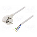 W-97181; Cable; SCHUKO plug,CEE 7/7 (E/F) plug angled,wires; 3m; white; PLASTROL