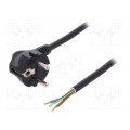 W-97182; Cable; SCHUKO plug,CEE 7/7 (E/F) plug angled,wires; 3m; black; PLASTROL
