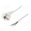 W-97183; Cable; SCHUKO plug,CEE 7/7 (E/F) plug angled,wires; 4m; white; PLASTROL