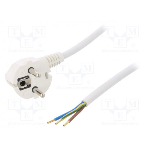 W-97183; Cable; SCHUKO plug,CEE 7/7 (E/F) plug angled,wires; 4m; white; PLASTROL