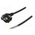 W-97184; Cable; SCHUKO plug,CEE 7/7 (E/F) plug angled,wires; 4m; black; PLASTROL