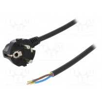 W-97184; Cable; SCHUKO plug,CEE 7/7 (E/F) plug angled,wires; 4m; black; PLASTROL