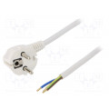 W-97185; Cable; SCHUKO plug,CEE 7/7 (E/F) plug angled,wires; 5m; white; PLASTROL