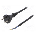 W-97187; Cable; CEE 7/17 (C) plug,wires; 2m; black; rubber; 2x1mm2; 16A; PLASTROL