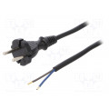 W-97188; Cable; CEE 7/17 (C) plug,wires; 3m; black; rubber; 2x1mm2; 16A; PLASTROL