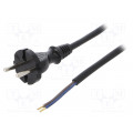 W-97189; Cable; CEE 7/17 (C) plug,wires; 4m; black; rubber; 2x1mm2; 16A; PLASTROL