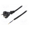W-97190; Cable; CEE 7/17 (C) plug,wires; 4.5m; black; rubber; 2x1mm2; 16A; PLASTROL