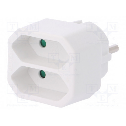 R-2 BIAŁY; Connector: AC supply; splitter; 2P; Type: round,flat; white; PLASTROL R-2 BIAŁY; Connector: AC supply; splitter; 2P; Type: round,flat; white; PLASTROL