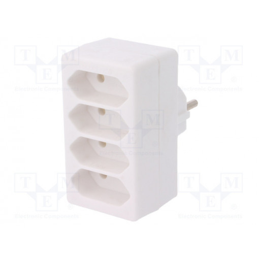 R-4 BIAŁY; Connector: AC supply; splitter; 2P; Type: round,flat; white; PLASTROL R-4 BIAŁY; Connector: AC supply; splitter; 2P; Type: round,flat; white; PLASTROL