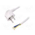 W-98007; Cable; SCHUKO plug,CEE 7/7 (E/F) plug angled,wires; 2m; white; PLASTROL